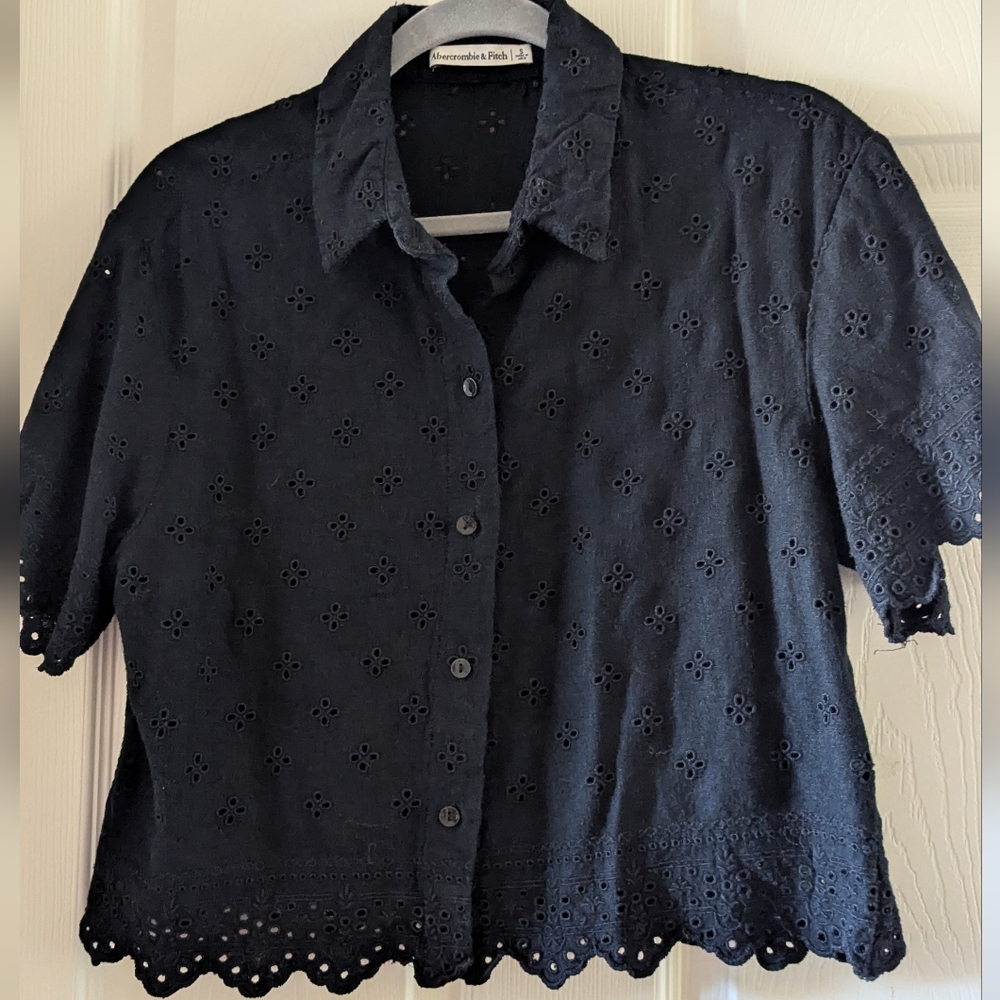 Black Eyelet Button Down - image 4